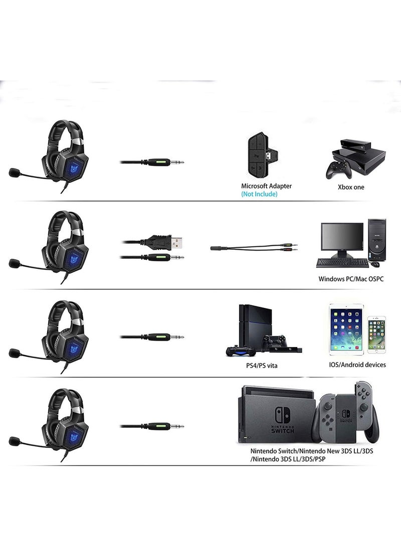 onikuma K8 RGB Gaming Headset 7.1 Surround Sound Noise Canceling Mic ,PC , PS4-3 , Mobile And Xbox - Image 5